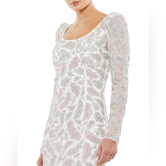 MAC DUGGAL FOLIAGE EMBELLISHED MIDI SHEATH DRESS. Size 8. $538 - Picture 7 of 8